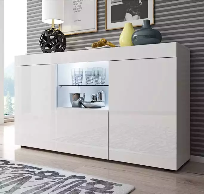 Sideboard Modell Sefora - glänzend Weiß 135x72cm